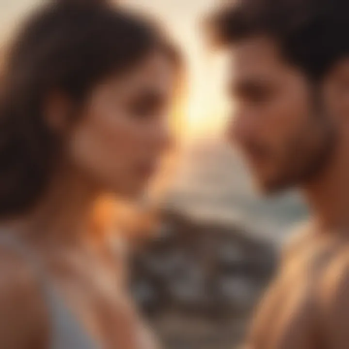 A harmonious couple enjoying a sunset together