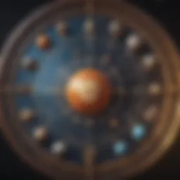 Celestial chart depicting zodiac signs and planetary positions