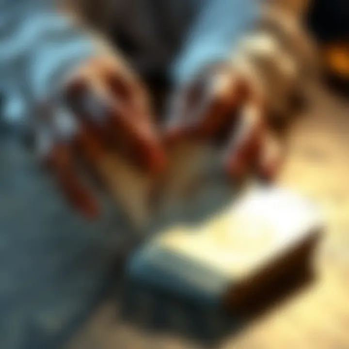 A close-up of tarot cards being shuffled, symbolizing the connection to intuition.