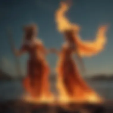 Fire and Air Elements: Aries and Aquarius A vibrant depiction of fire and air elements symbolizing Aries and Aquarius