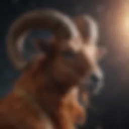 Aries zodiac sign symbol with cosmic background