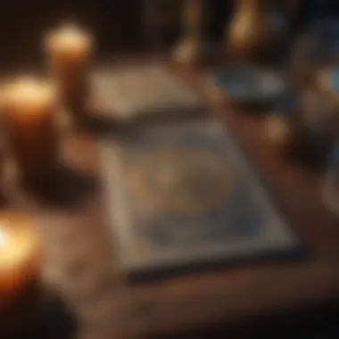 Detailed illustration of a tarot card spread on a mystical table