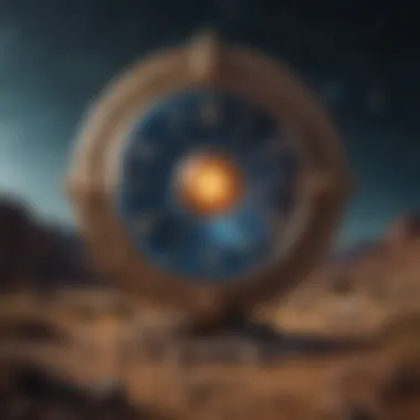 Cosmic Connections of Zodiac Signs Illustration of a cosmic landscape with zodiac symbols