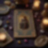 An artistic representation of Crowley Tarot card deck spread on a velvet surface