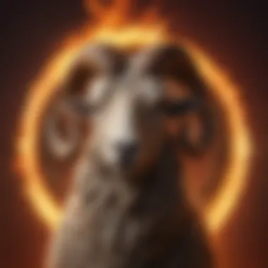 Illustration of Aries symbol with fiery background