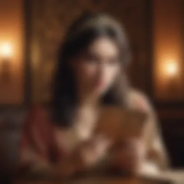 An insightful illustration of a person engaged in card reading