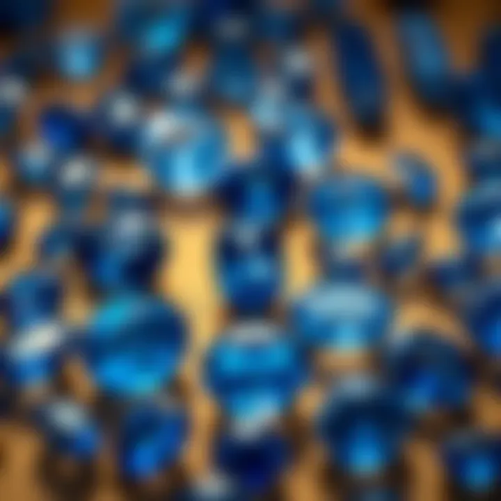 Variety and Market Demand for Blue Sapphire A beautiful display of various blue sapphires, illustrating the gemstone's variety and market demand.