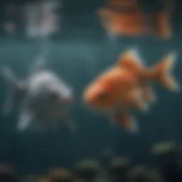 The symbol of Pisces represented by two fish swimming in opposite directions, signifying duality and emotional depth.