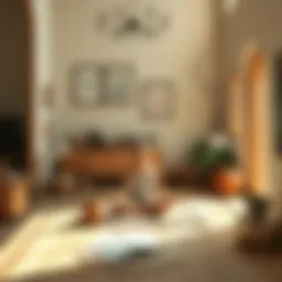 Tranquil meditation space with soft lighting and calming elements