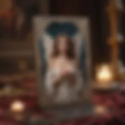 A serene angel tarot card spread on a velvet cloth