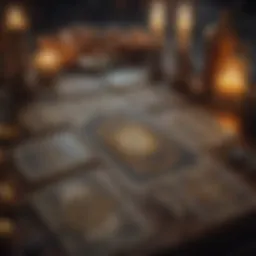 Tarot cards spread with mystical symbols