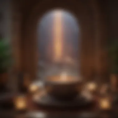 Serene Meditation Space for Spiritual Guidance A serene meditation space with candles and spiritual artifacts.