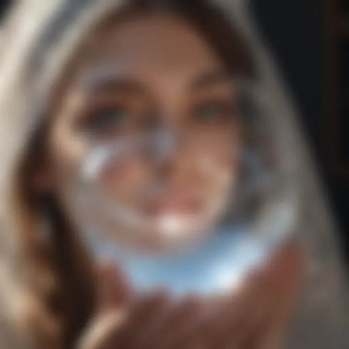 Serene crystal ball reflecting light