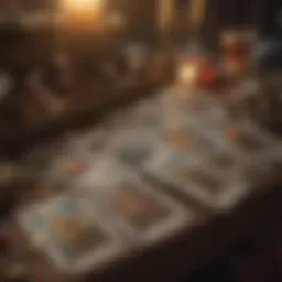 A mystical tarot deck spread out with angel cards highlighted