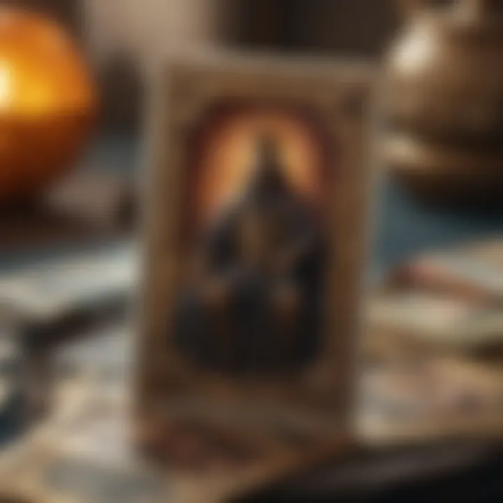 A close-up of tarot cards with diverse symbolism and meanings