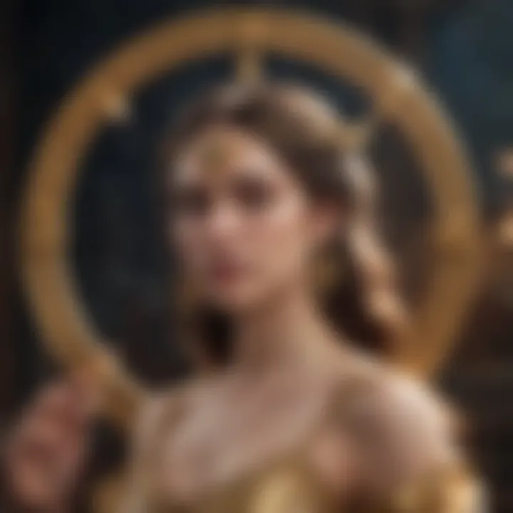 Symbolic representation of the Libra zodiac sign with celestial elements