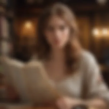Literature as a Tool for Self-Discovery A person reflecting while reading, emphasizing personal growth.