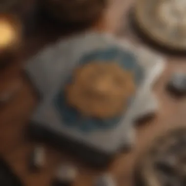 Intricate Designs of Modern Oracle Cards A beautifully illustrated oracle deck spread on a wooden table, showcasing intricate card designs.