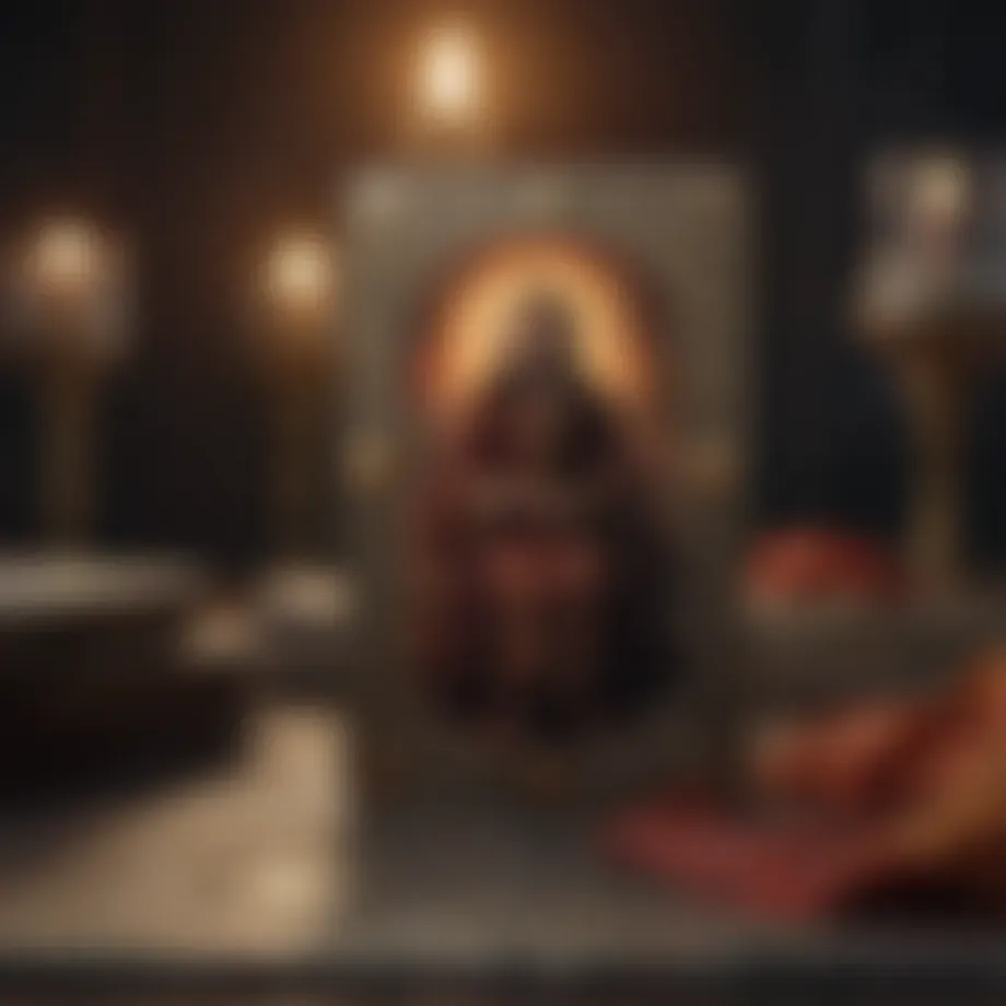 Tarot cards spread on a mystical background