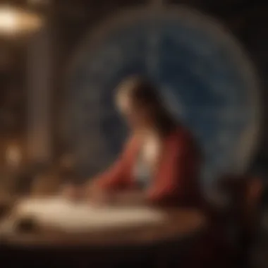 Personalized Astrological Consultation A serene consultation scene between a client and astrologer