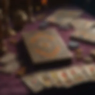 Mystical Tarot Array An array of tarot cards spread on a velvet surface, emphasizing the mystical nature of tarot readings
