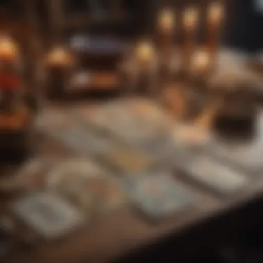 Tarot cards spread on a mystical table