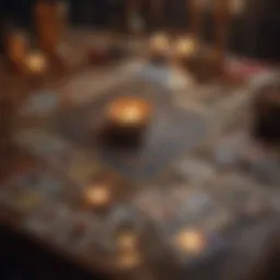 A unique tarot spread layout showcasing various cards.