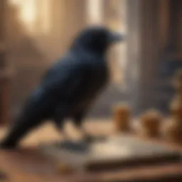 Symbolic representation of a crow in a tarot spread