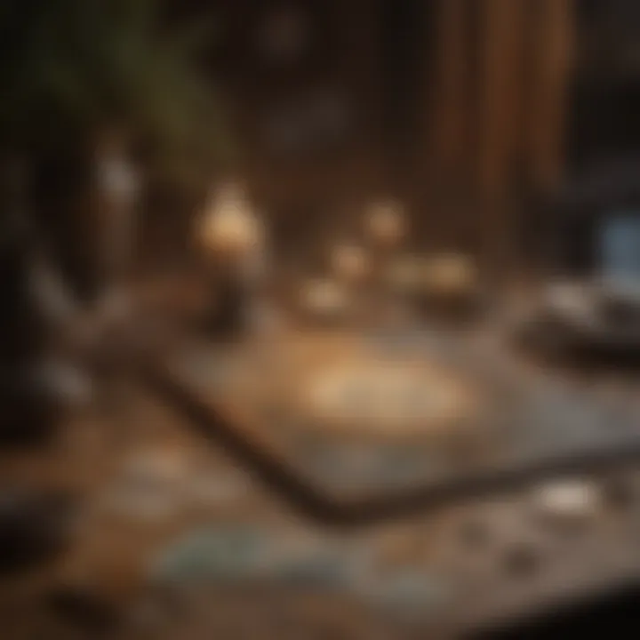 A serene setting for meditation with tarot cards and spell tools arranged thoughtfully