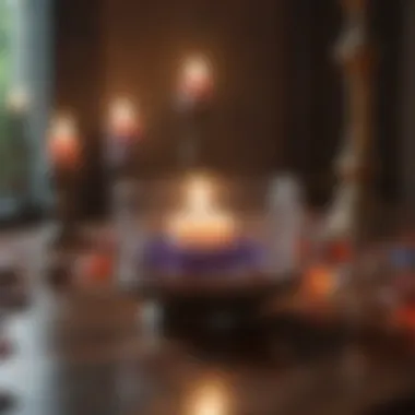Meditation for Emotional Healing A serene meditation space with candles and crystals for emotional healing