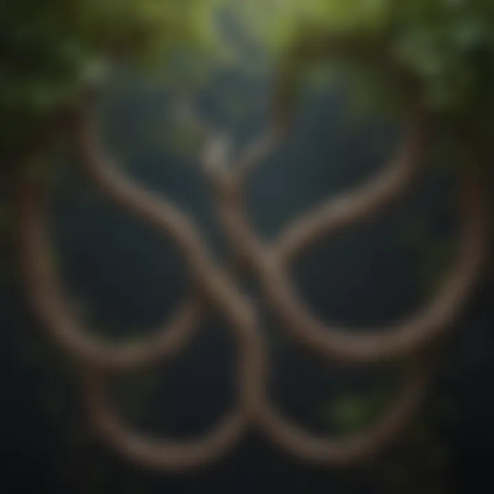 A pair of intertwined vines symbolizing deep relationships and personal growth