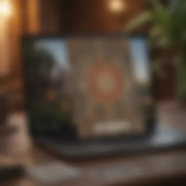 A laptop screen showing an online tarot book with interactive features.