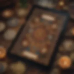 A vibrant digital tarot card spread displayed on a tablet, showcasing modern divination techniques.
