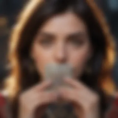 Personal Growth with Tarot An individual engaging in a tarot reading for personal growth.