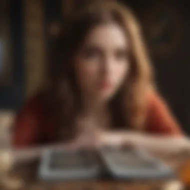 A person reflecting on tarot insights with a journal