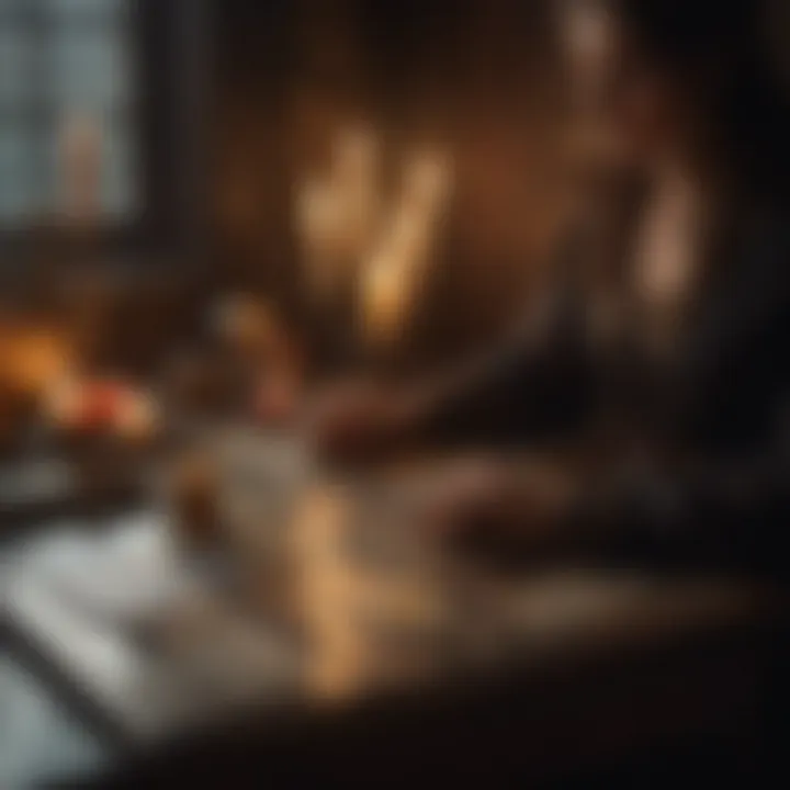 An elegant setting with candles and tarot cards, creating a reflective atmosphere for decision-making.