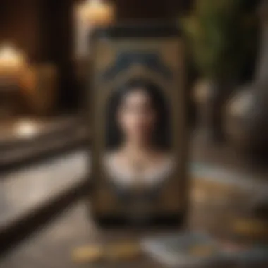 Digital Tarot Deck on Smartphone A digital tarot deck displayed on a smartphone screen