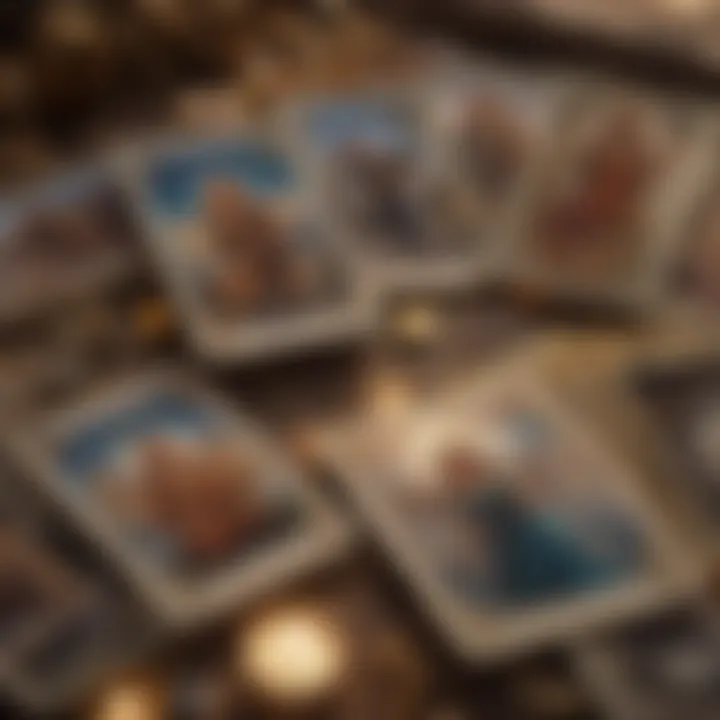 A close-up of the Angel Tarot cards laid out for a reading, highlighting their unique symbolism.
