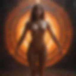 Visualization of the chakra system with energy flow