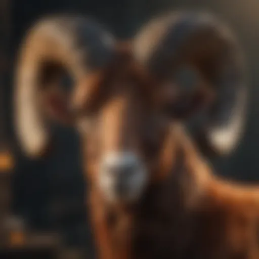 Dynamic Aries personality symbolized by a fiery ram.