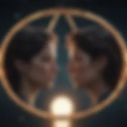 Gemini symbol represented in a celestial backdrop