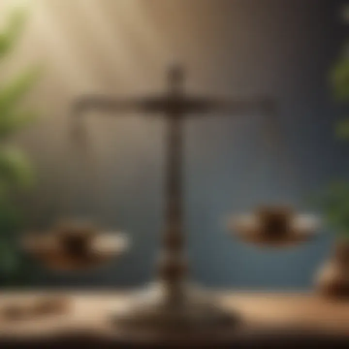 Libra scales balanced in a tranquil setting