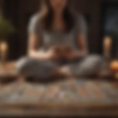 A serene scene depicting meditation and tarot reading