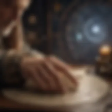 Reflecting on Astrological Guidance A person reflecting while consulting astrological texts