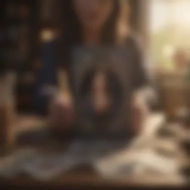 Engaging in Tarot Reading A serene individual engaging in tarot reading