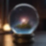 A mystical crystal ball reflecting the night sky, symbolizing psychic insights.