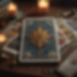 A detailed tarot card spread showcasing various cards with mystical symbolism