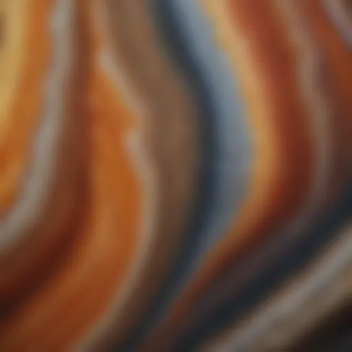 Close-up view of agate stone showcasing its unique banding patterns