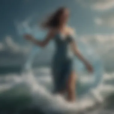 Aquarius: The Water Bearer Symbolic representation of Aquarius with waves and stars