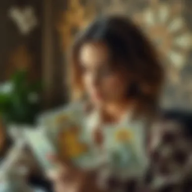 A person contemplating the meaning of tarot cards